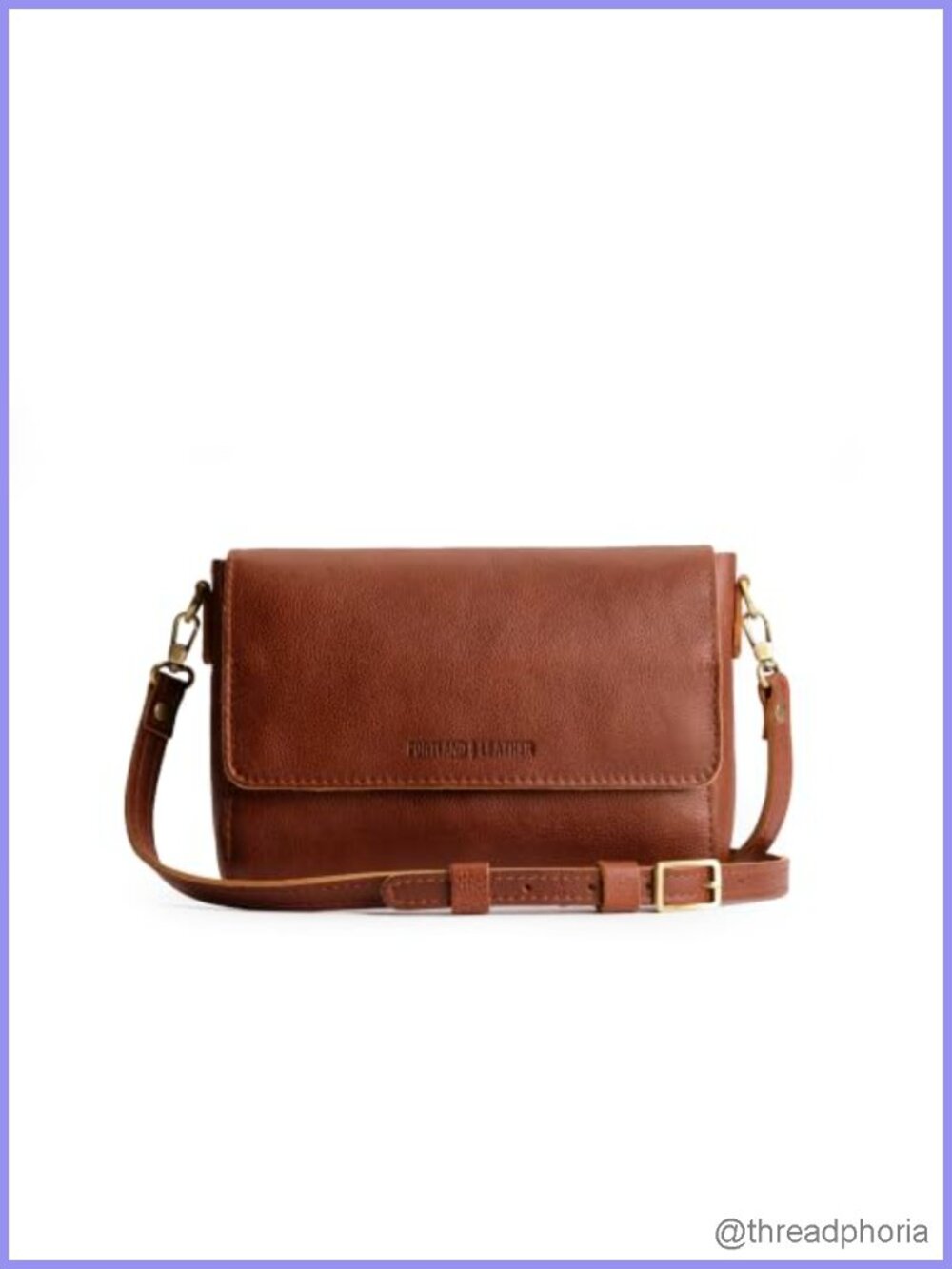Full-Grain Leather Crossbody Bag Magnetic Closure Shoulder Strap